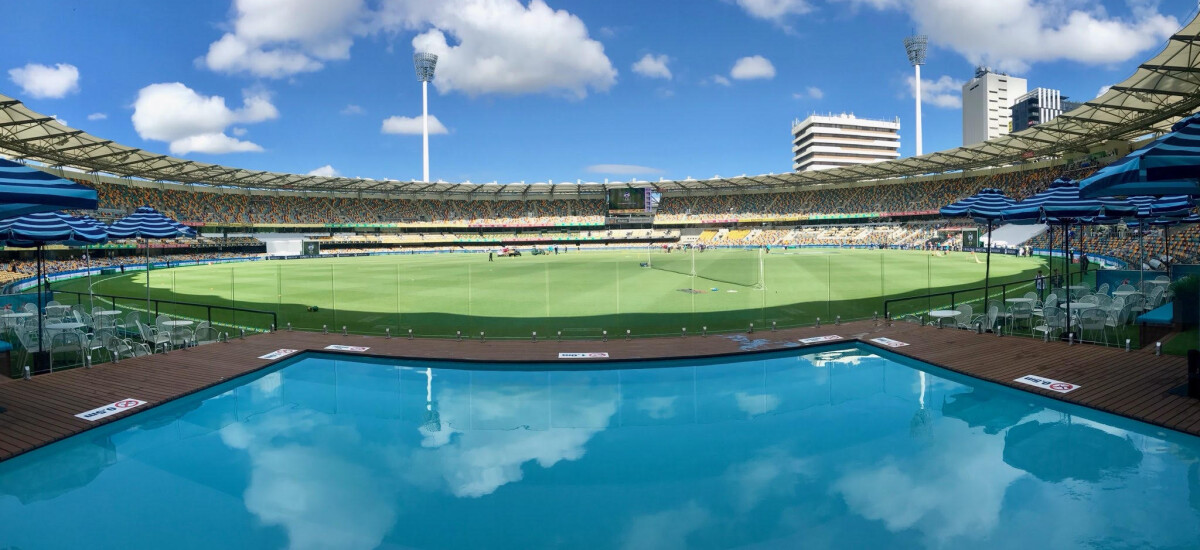 pool balustrade glass at the Gabba sporting ground in Brisbane